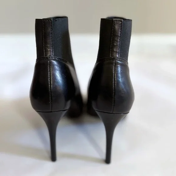 Karen Millen Leather Ankle Boots 39 Black Stiletto Heel Minimalist Chic Office - Picture 4 of 7